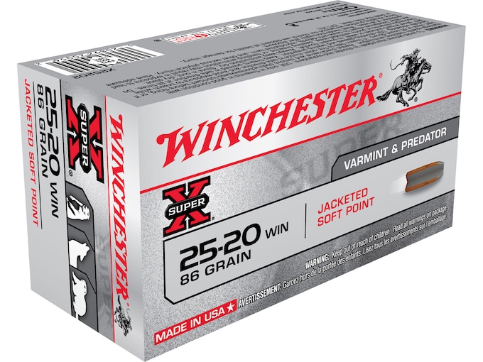 Winchester Super X 25-20 WCF Ammo 86 Grain Jacketed Soft Point Box of 50 – Fast Ship
